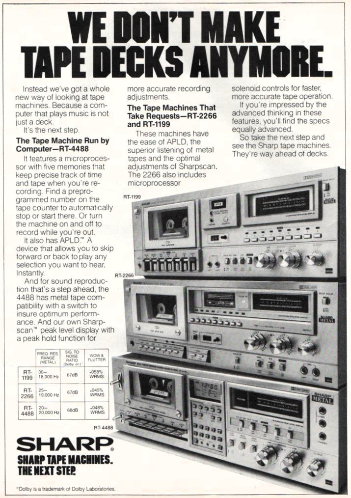Sharp Tape Machines 1979