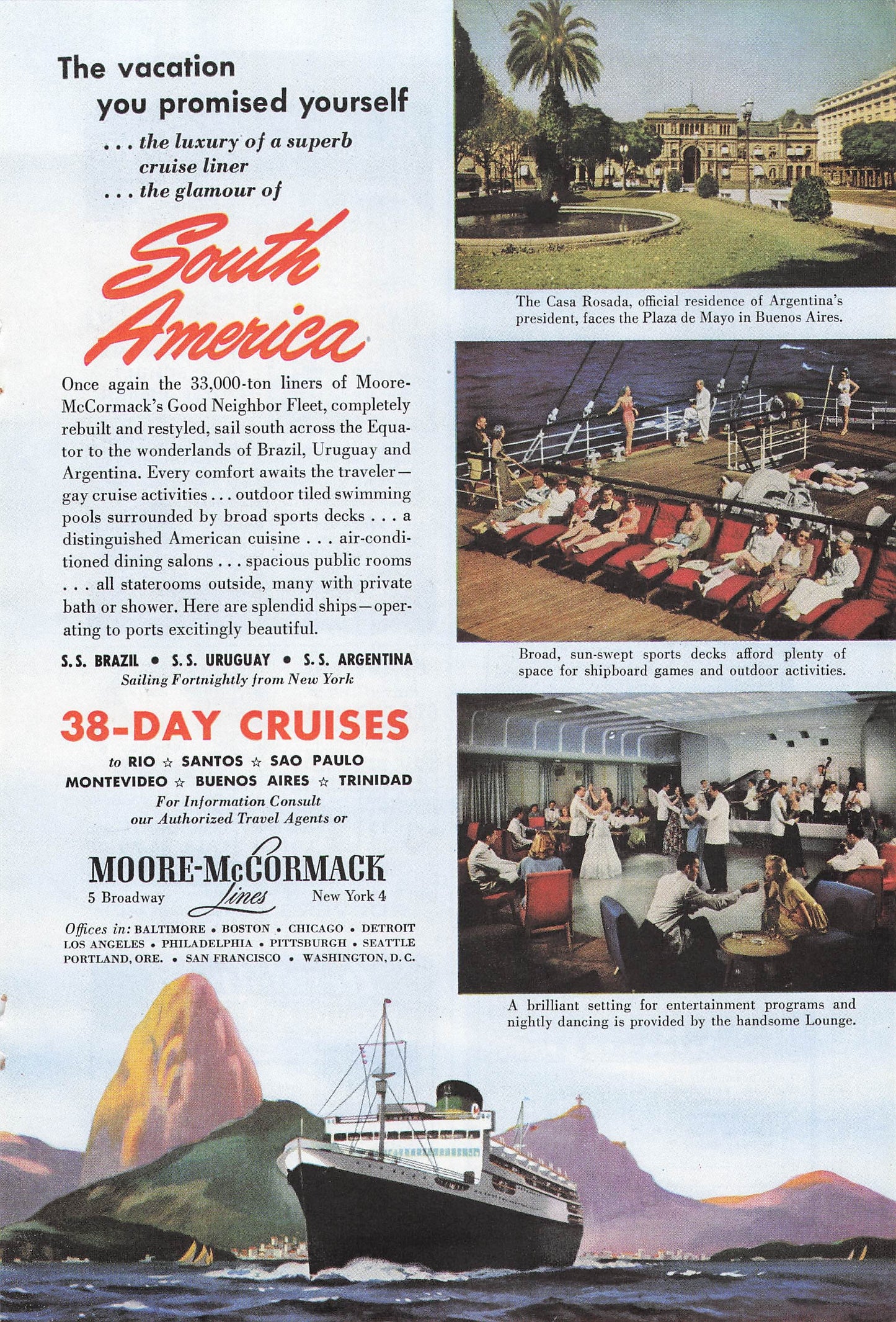 Moore-McCormack South America Cruises 1948