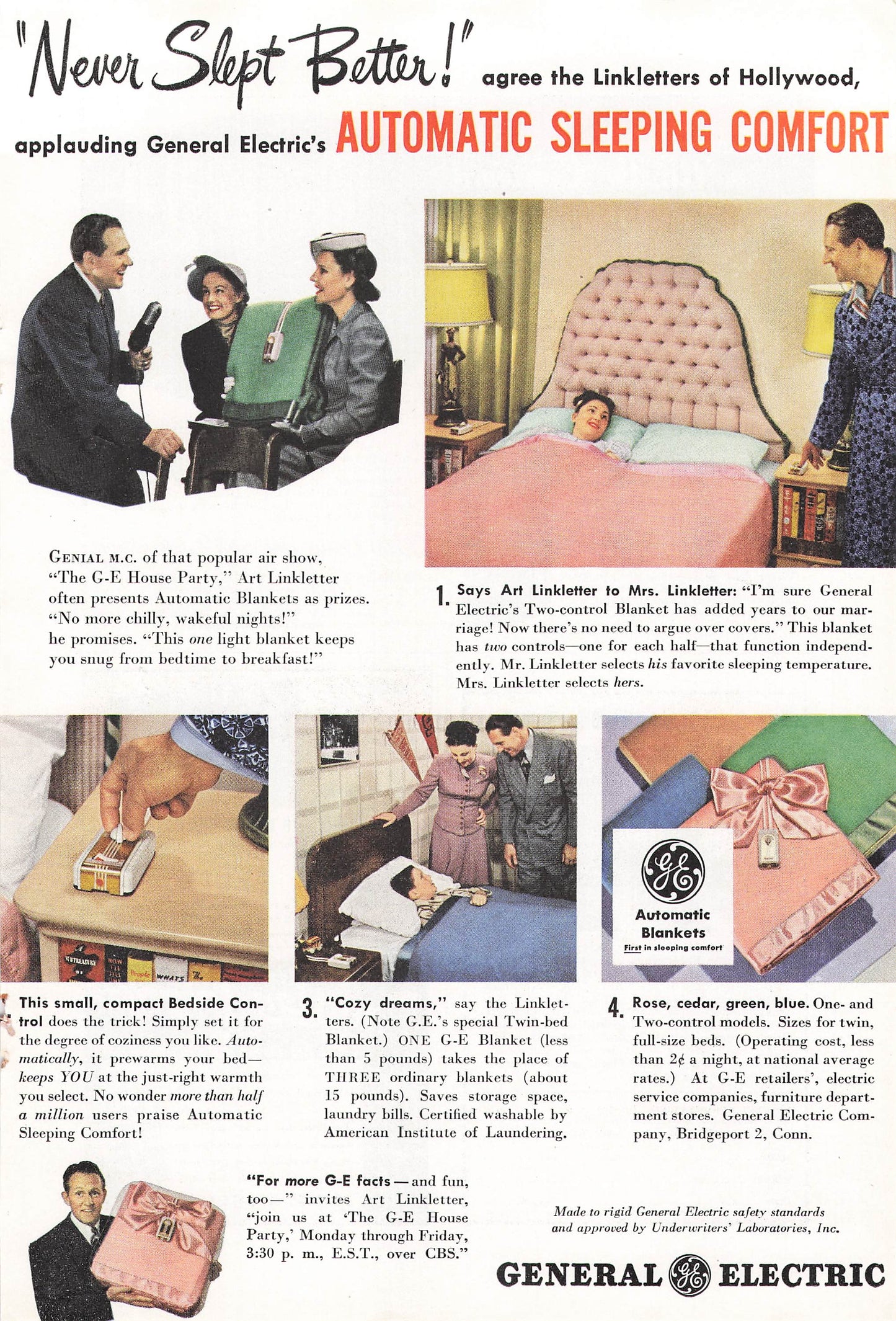General Electric Automatic Sleeping Blanket 1948