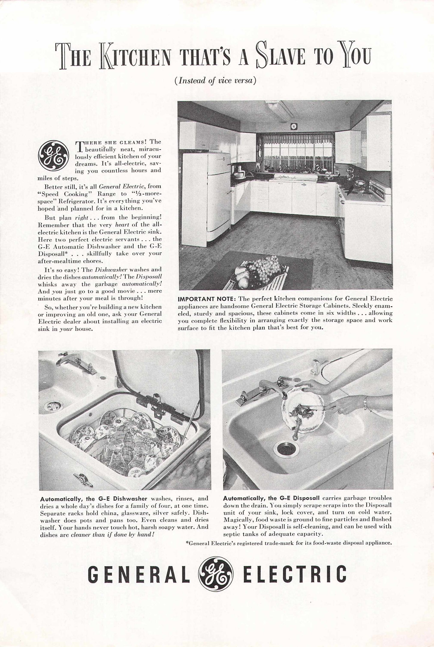 General Electric Dishwasher & Disposal 1948