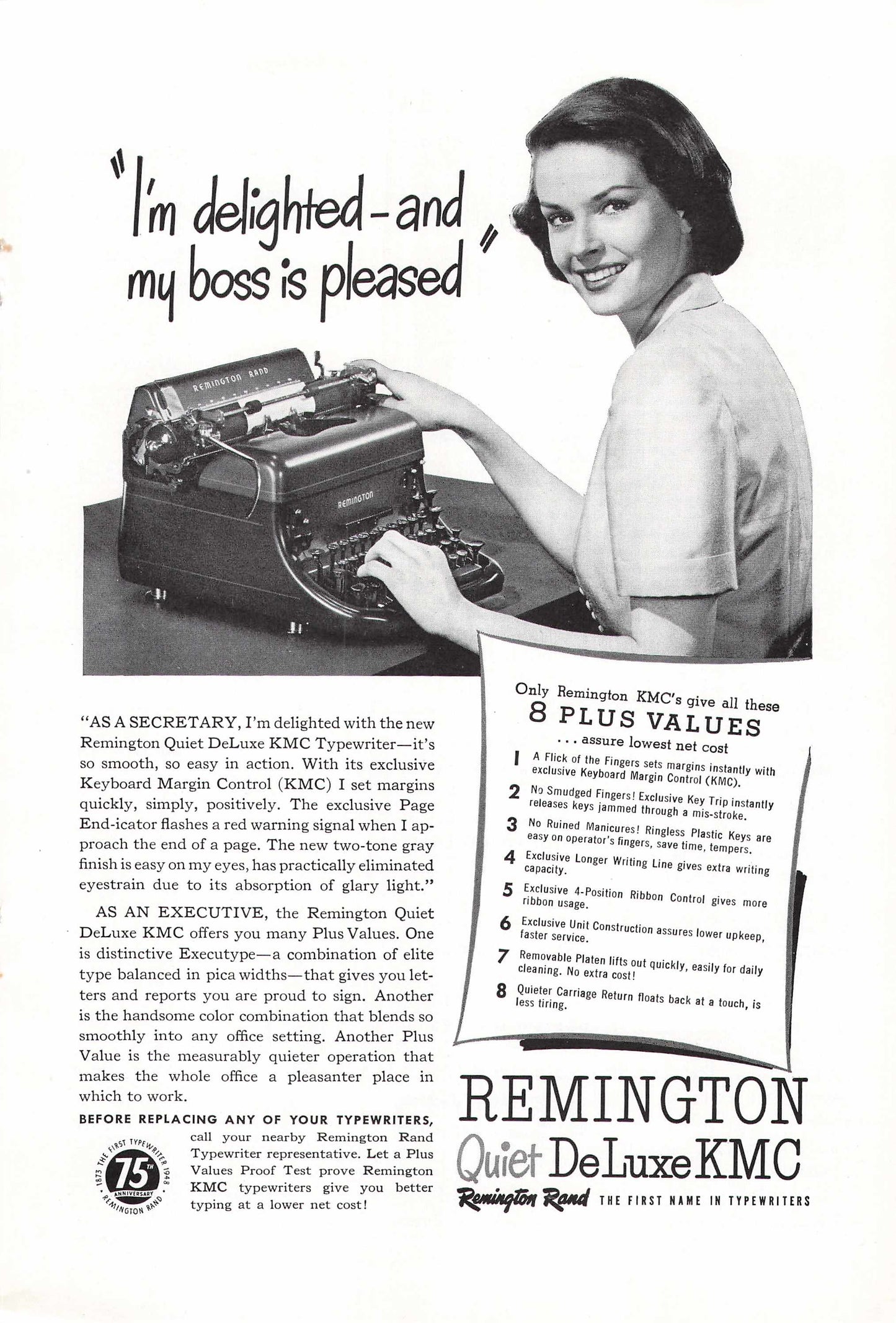 Remington Quiet Deluxe KMC Typewriter 1948