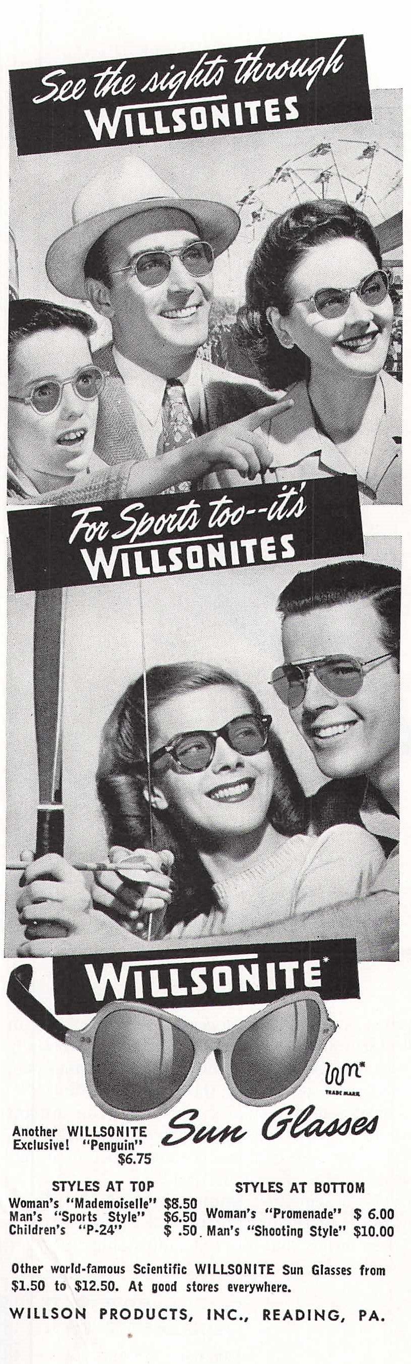 Willsonite Sunglasses 1948