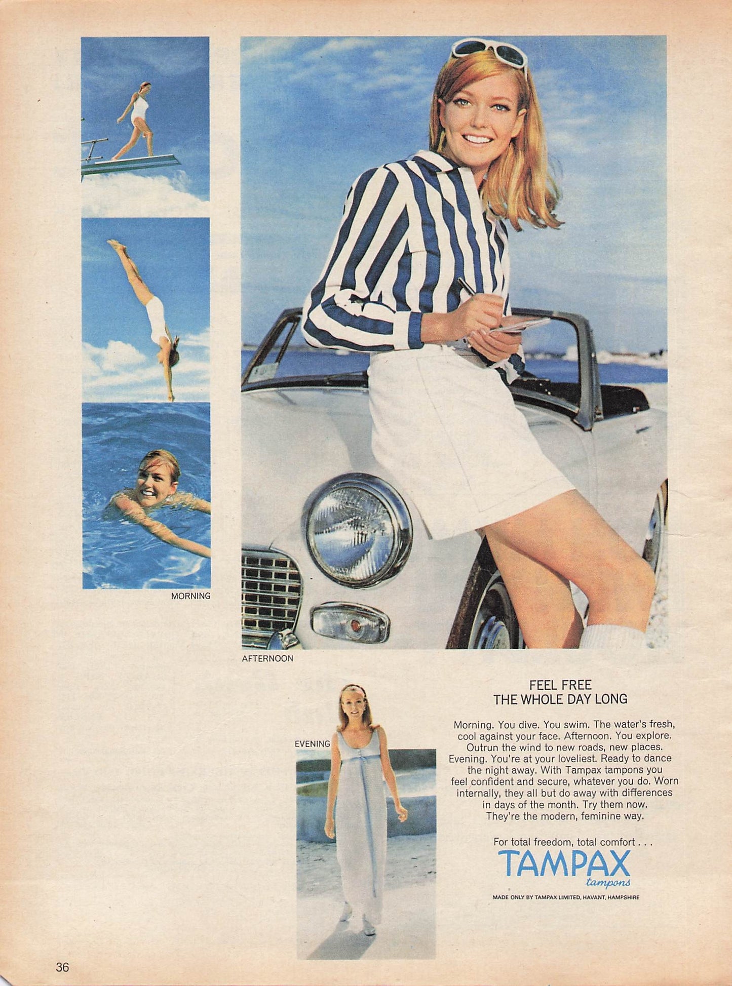 Original printed advert for Tampax from 1969