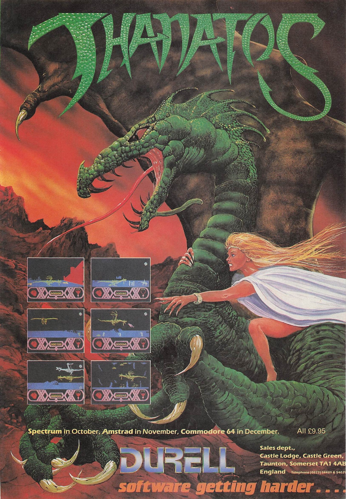 Original printed advert for Thanatos from 1986