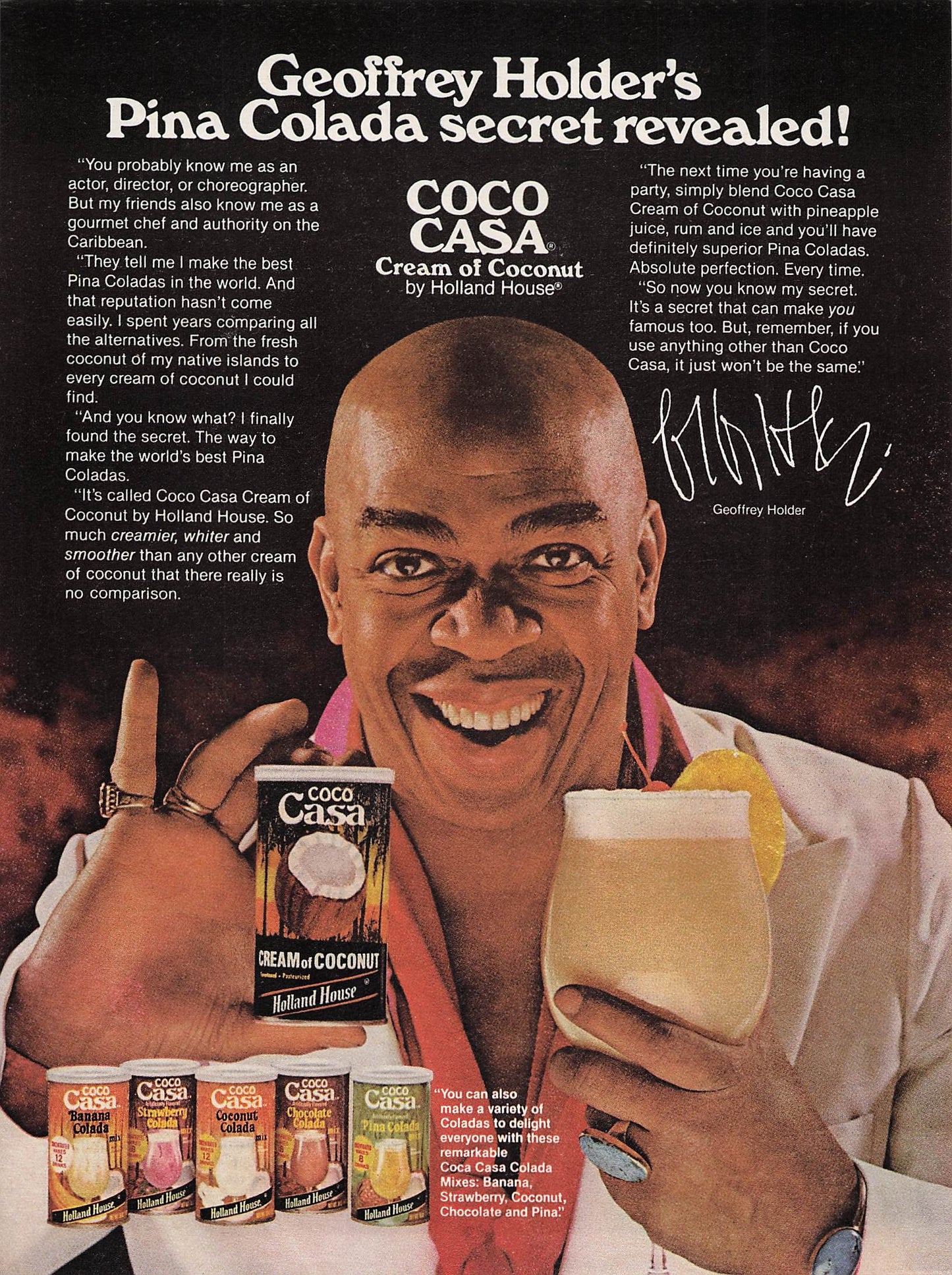 Original printed advert for Coco Casa drinks from 1981