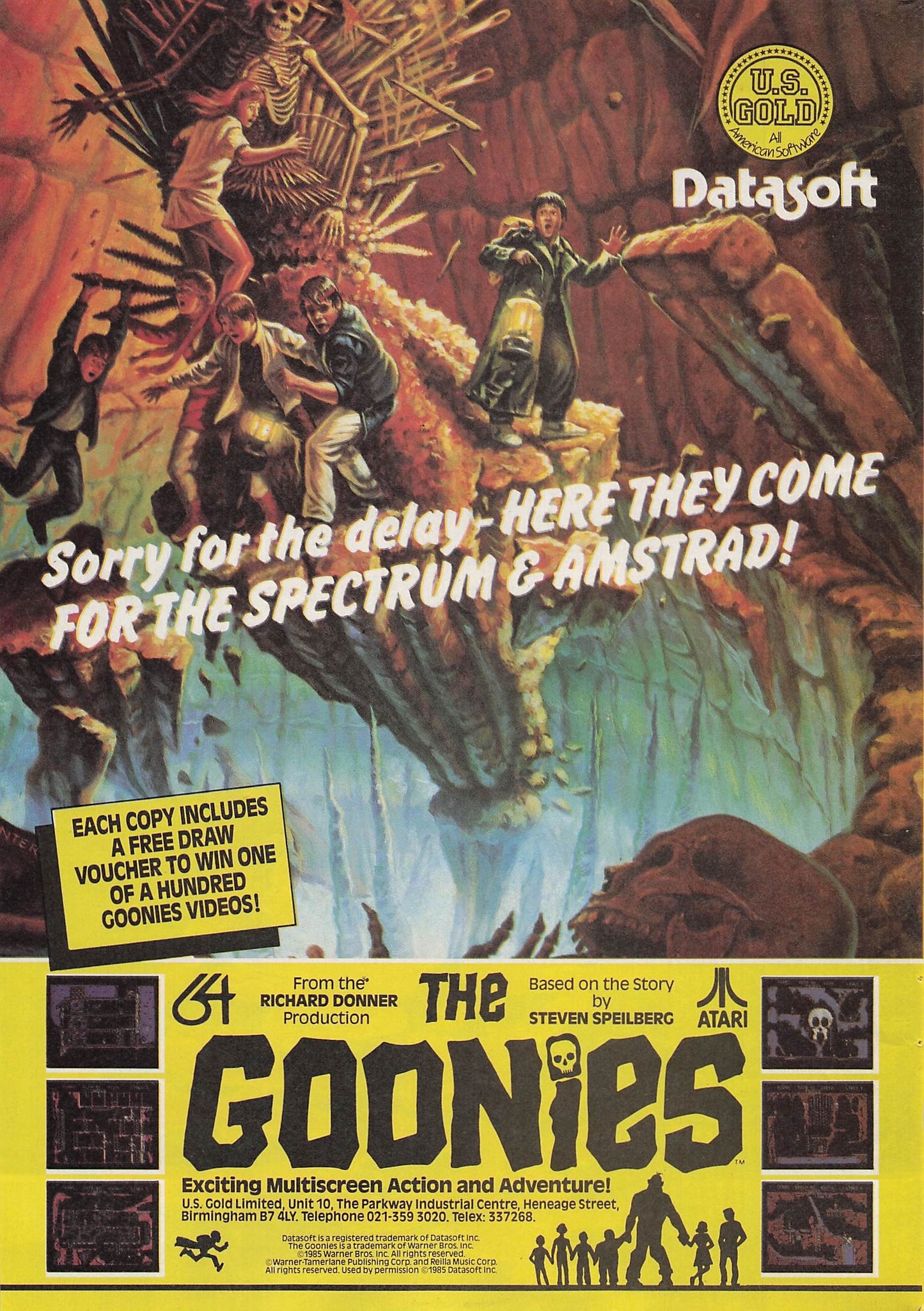 Original printed advert for The Goonies Video Game 1986