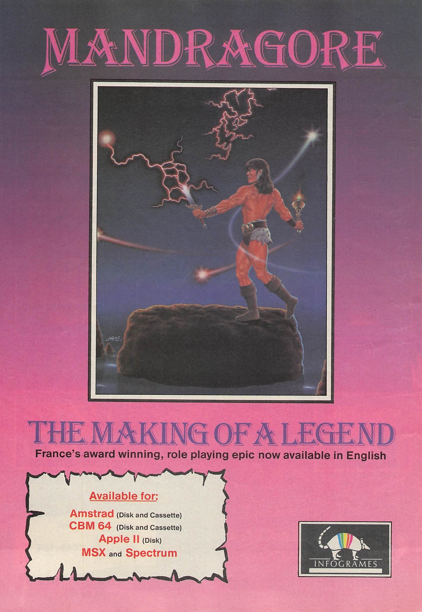 Original printed advert for Mandragore from 1986