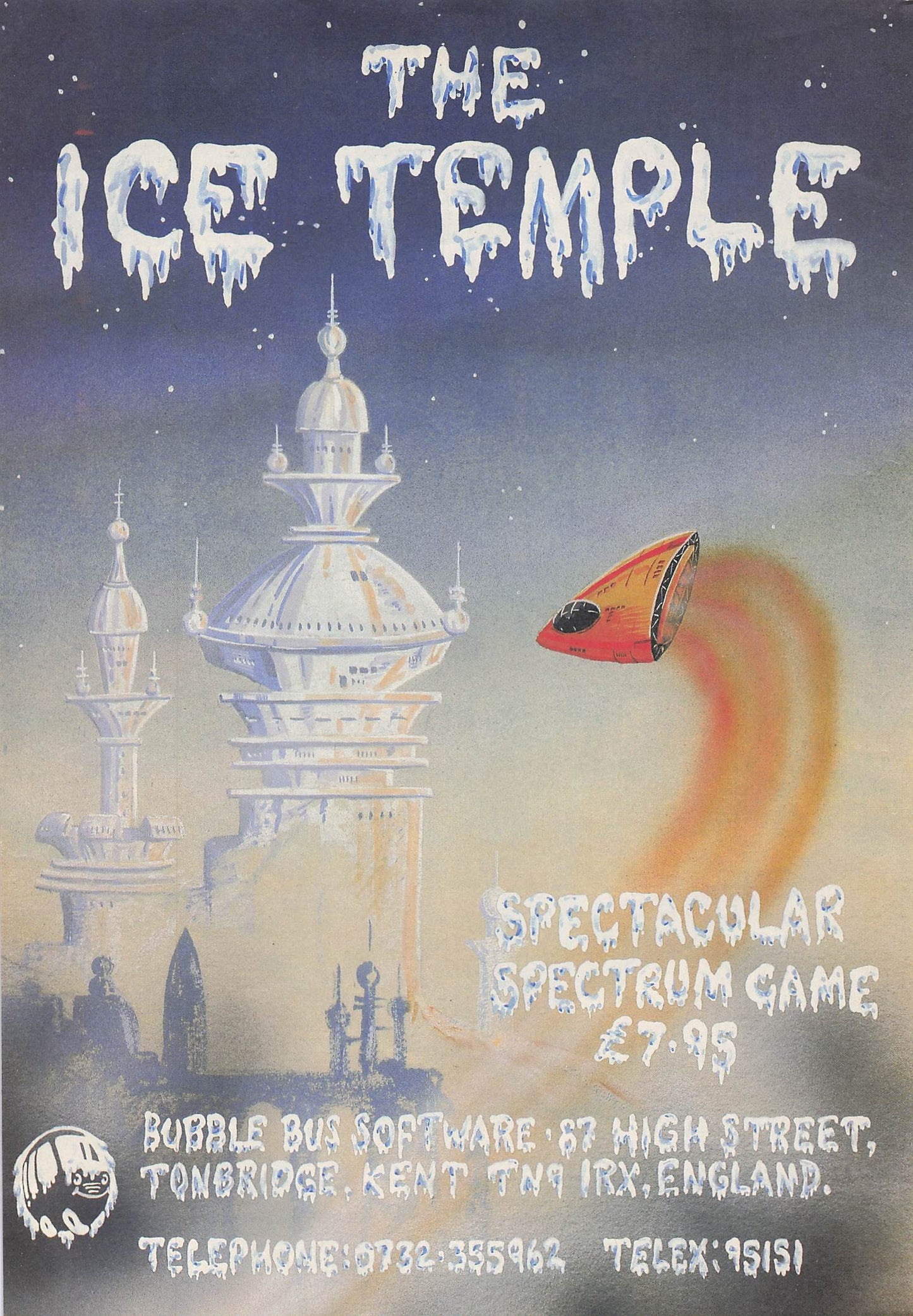 Original printed advert for The Ice Temple from 1986