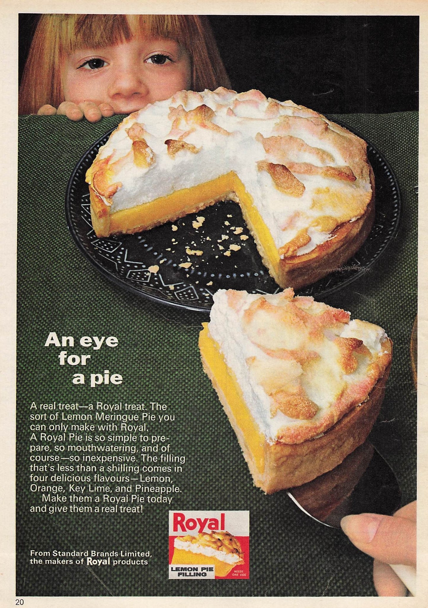 Original printed advert for Royal Lemon Meringue Filling 1969