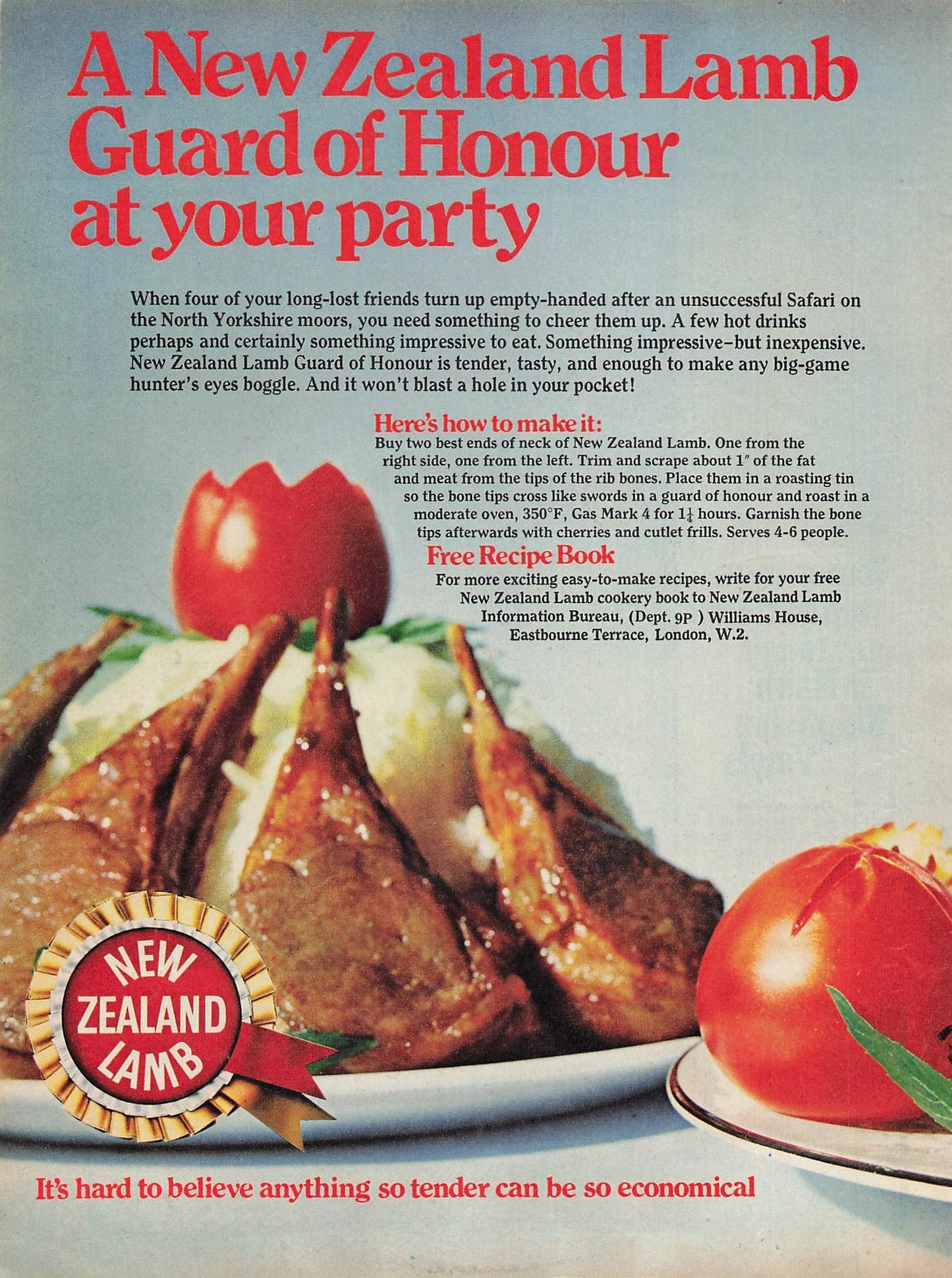 Original printed advert for New Zealand Lamb from 1969