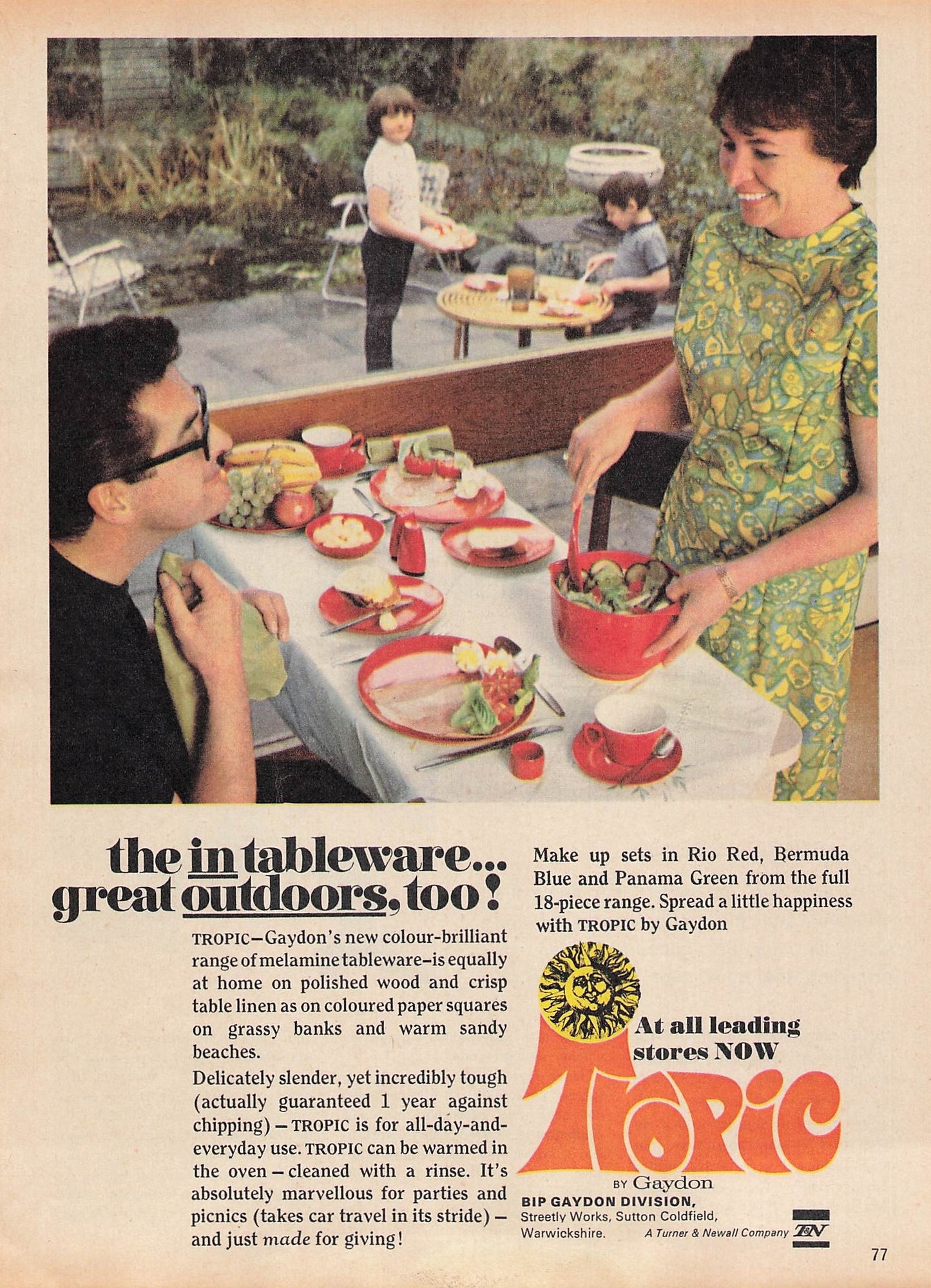 Original printed advert for Gaydon Tropic Tableware from 1969