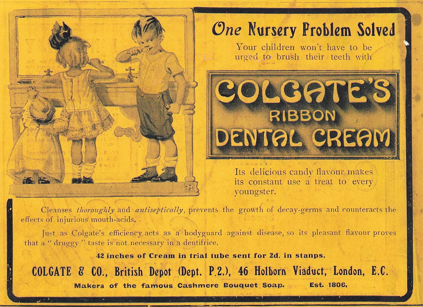 Original small printed advert for Colgate's Dental Cream 1911