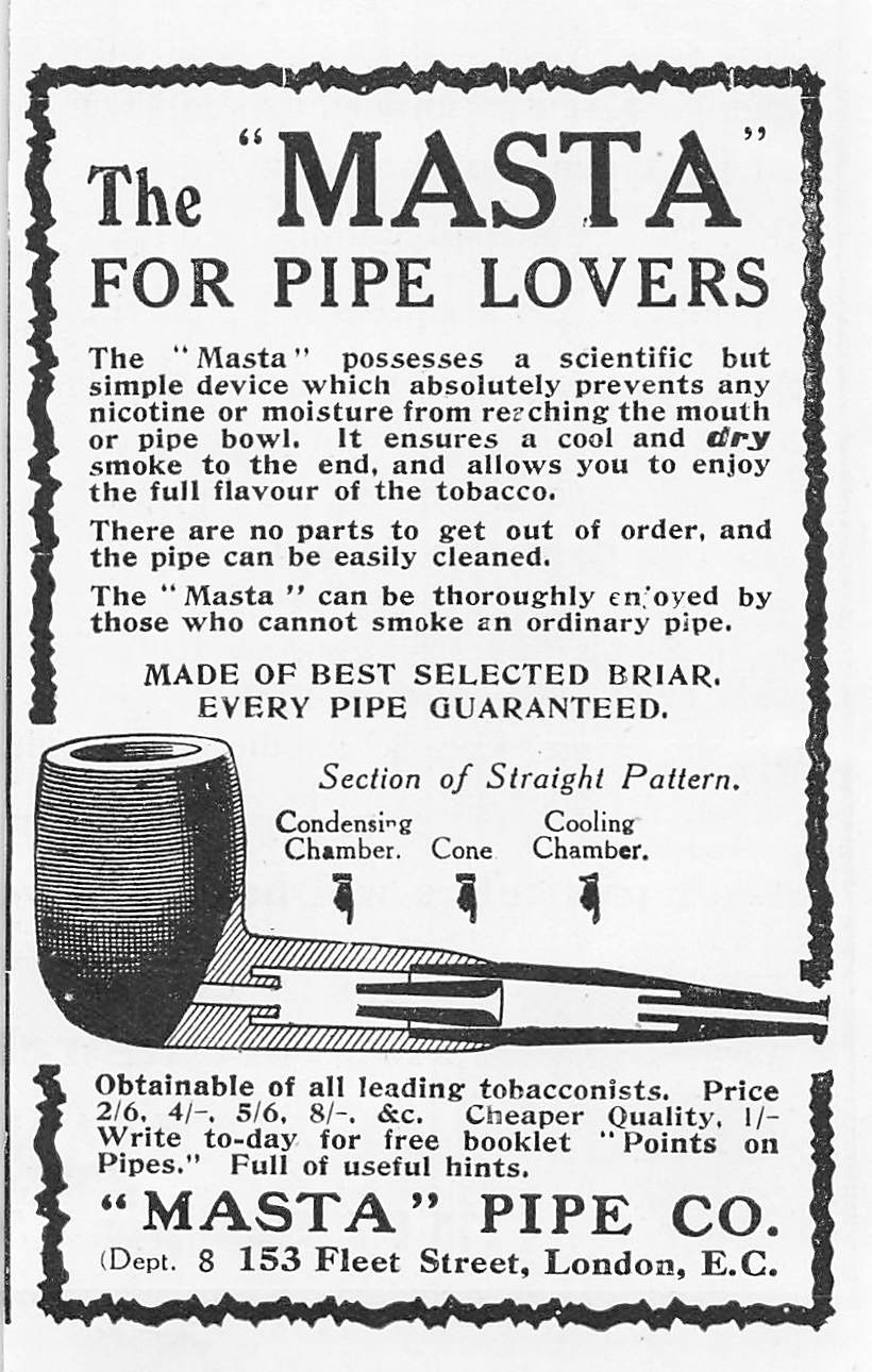 Original small printed advert for Masta Pipes from 1911