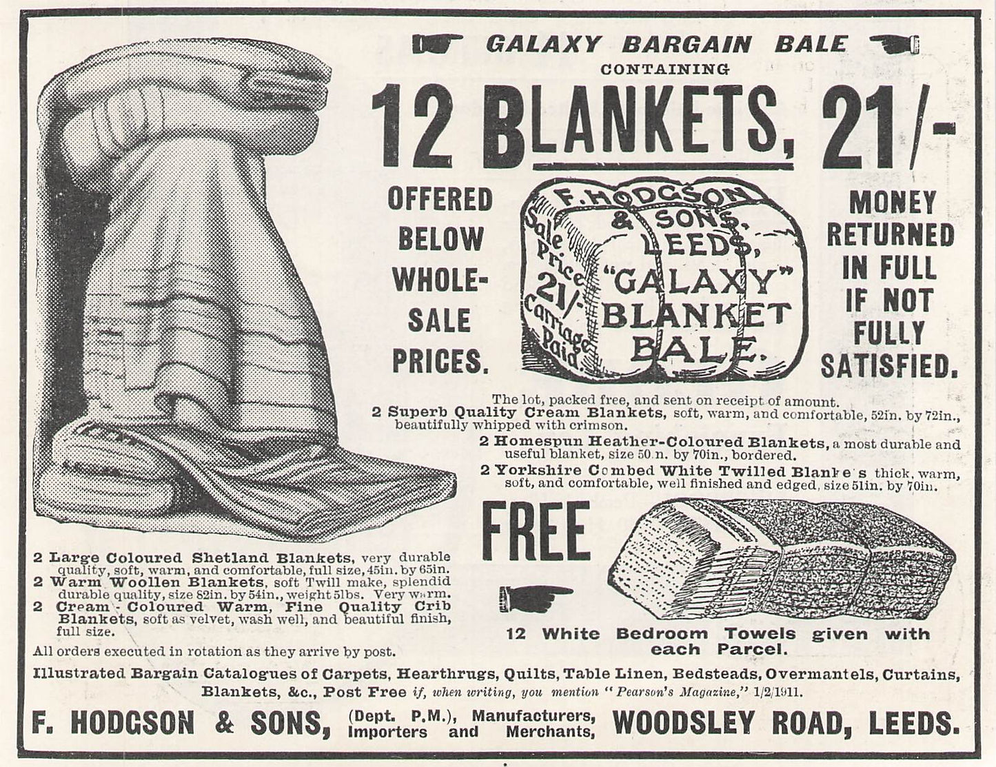 Original small printed advert for F. Hodgson & Sons 1911