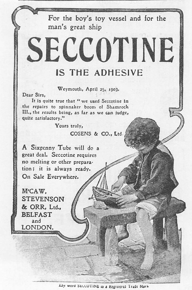 Original small printed advert for Seccotine Adhesive 1906