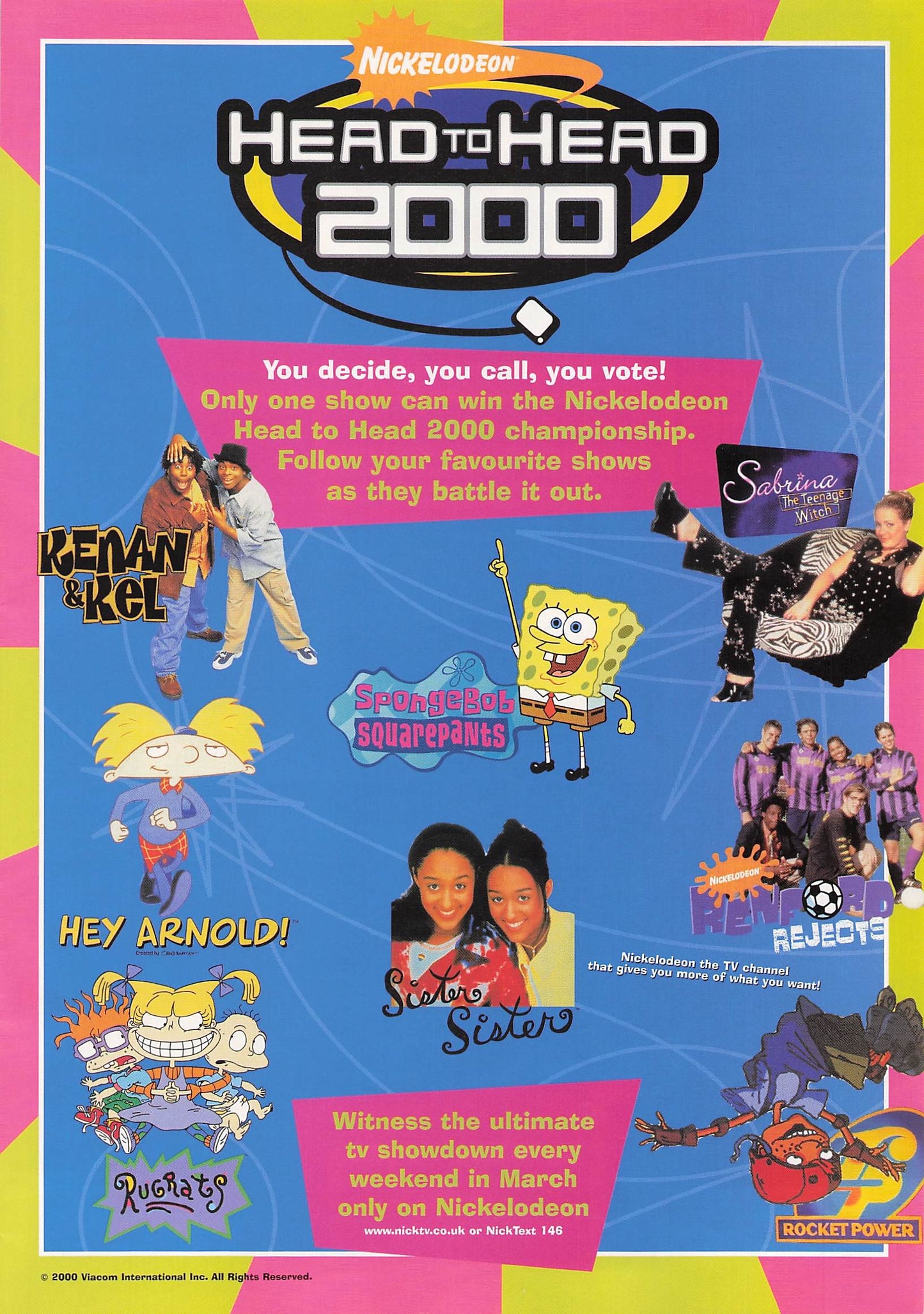 Original printed advert for Nickelodeon Head to Head 2000