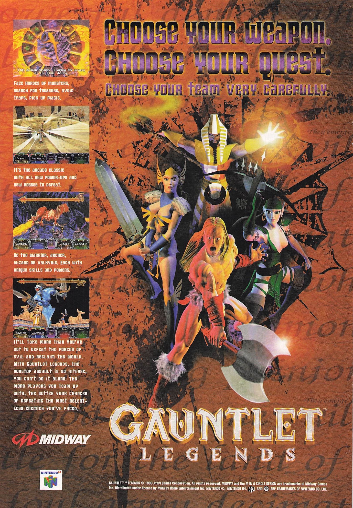 Original printed advert for Gauntlet Legends 1999