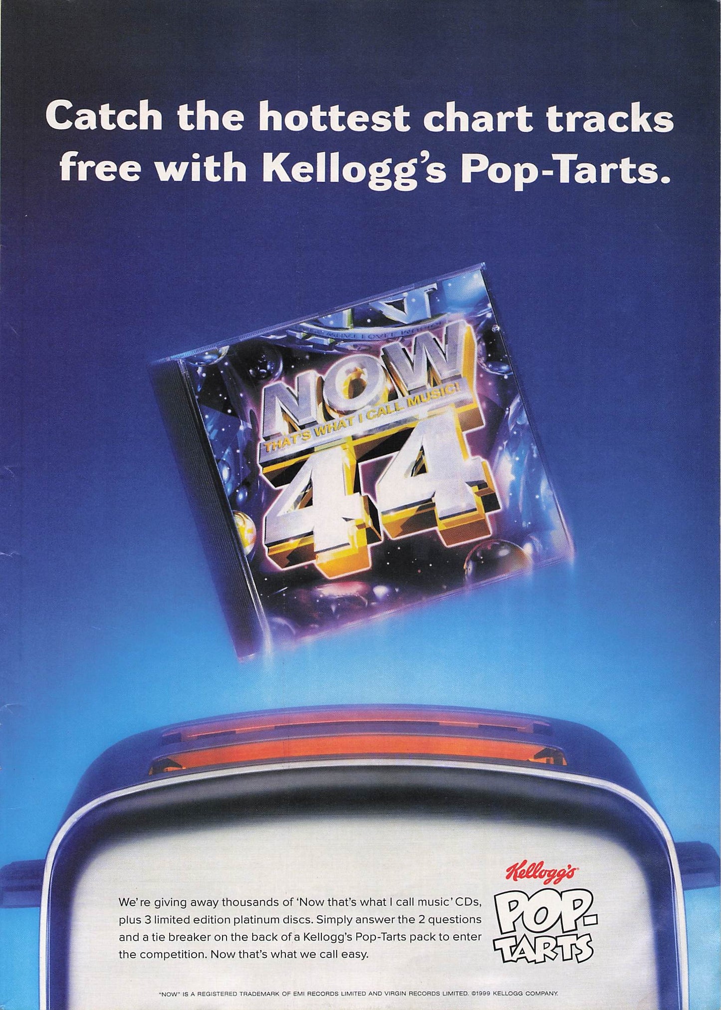Original printed advert for Kellogg's Pop Tarts/Now 44 1999