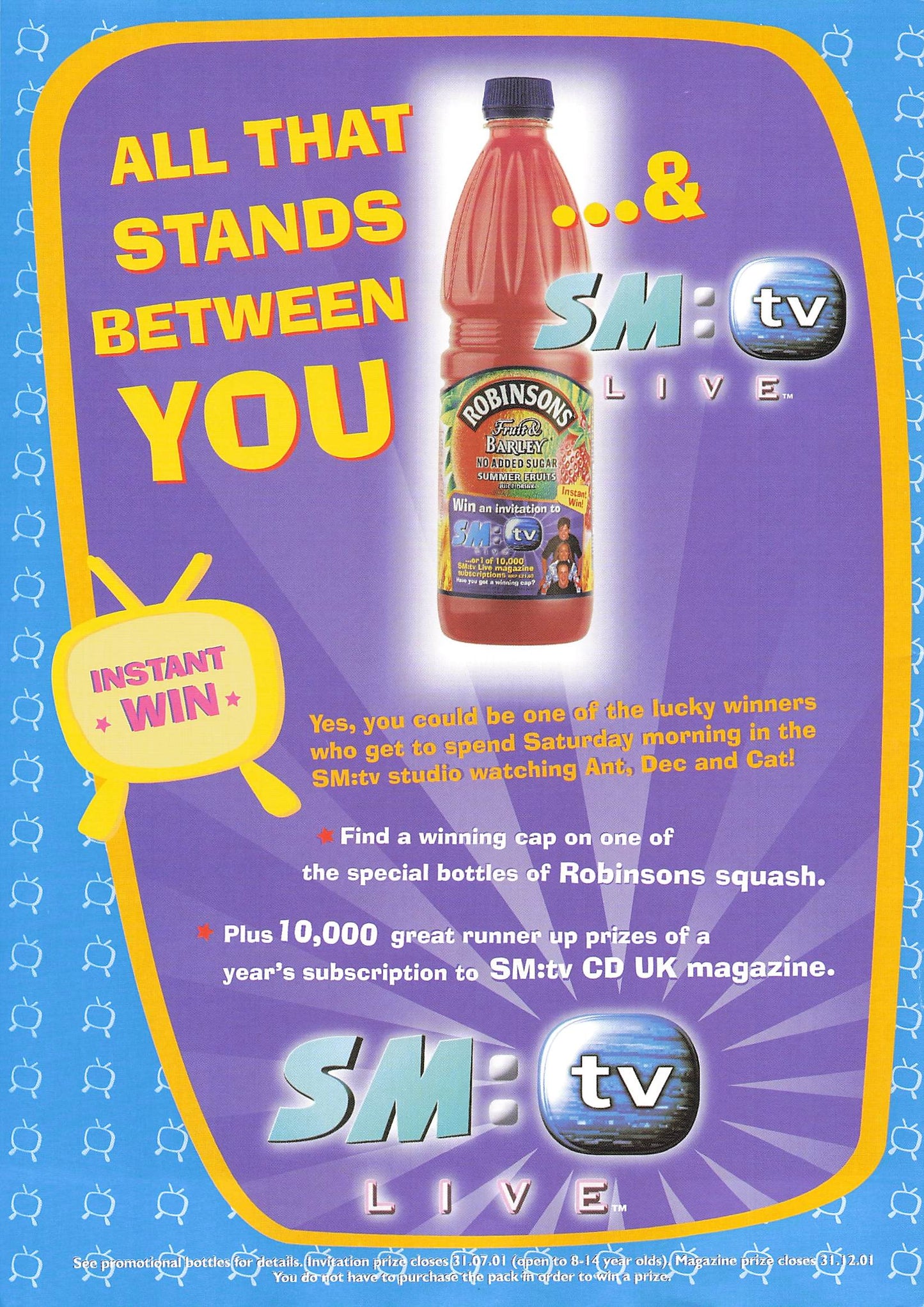 Original printed advert for SM:TV Live/Robinsons 2001