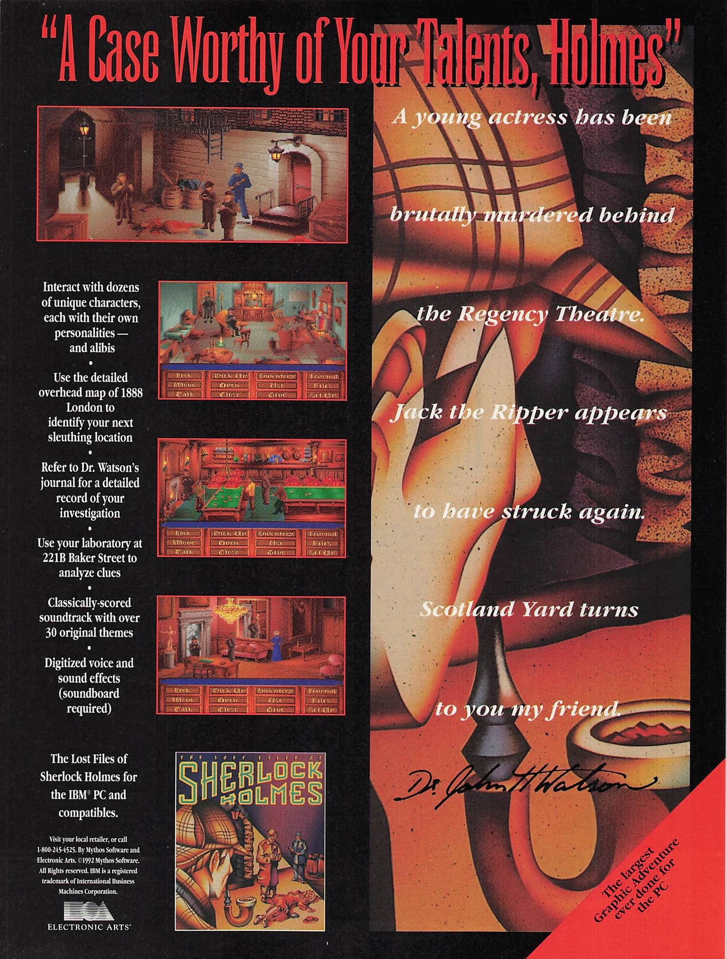Original printed advert for Lost Files of Sherlock Holmes 1992
