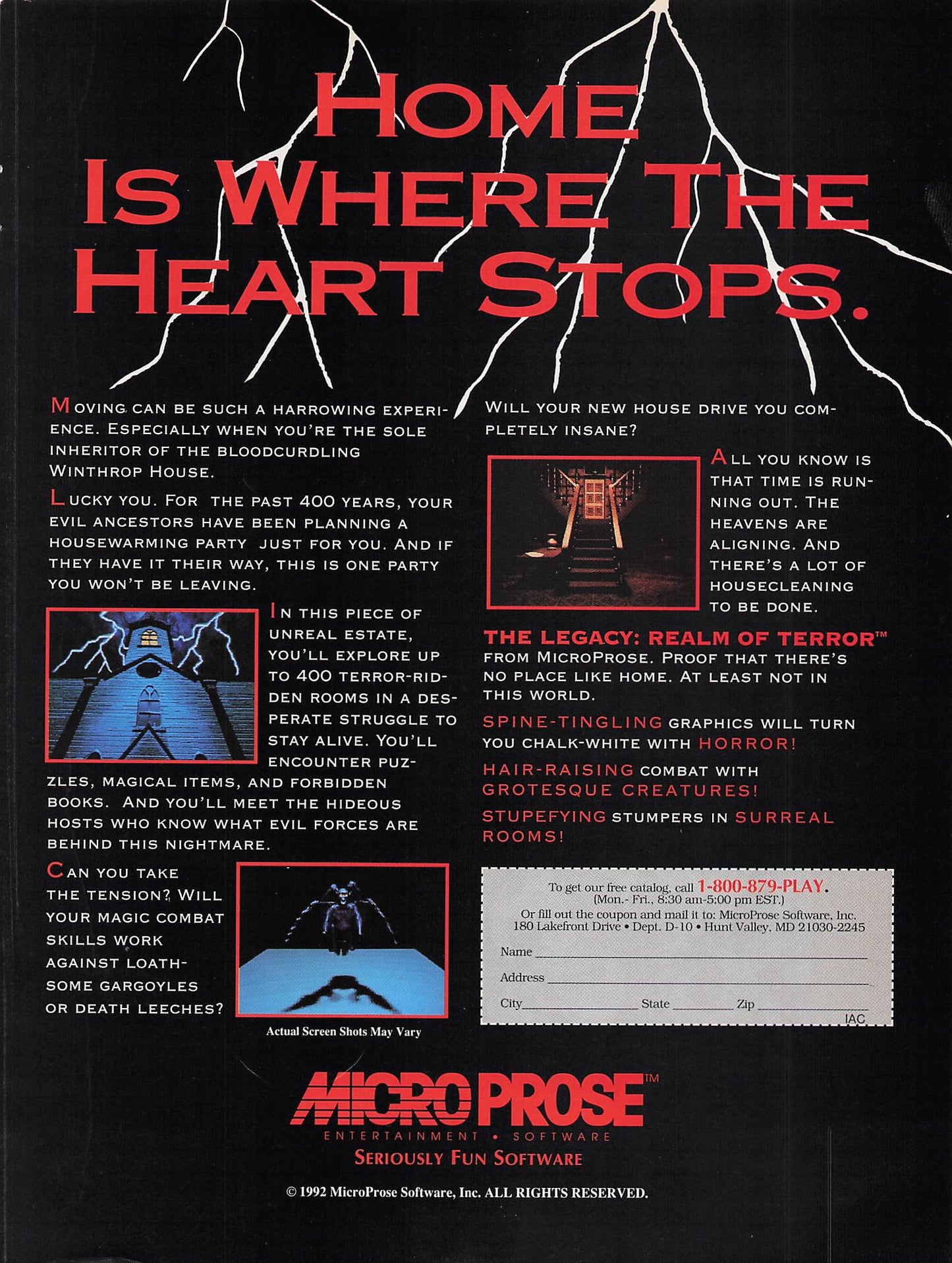 Original printed advert for Legacy: Realm of Terror 1992