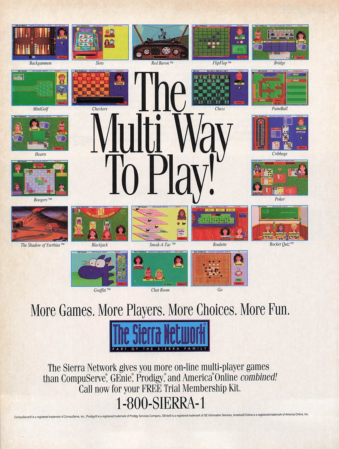 Original printed advert for the Sierra Network 1992