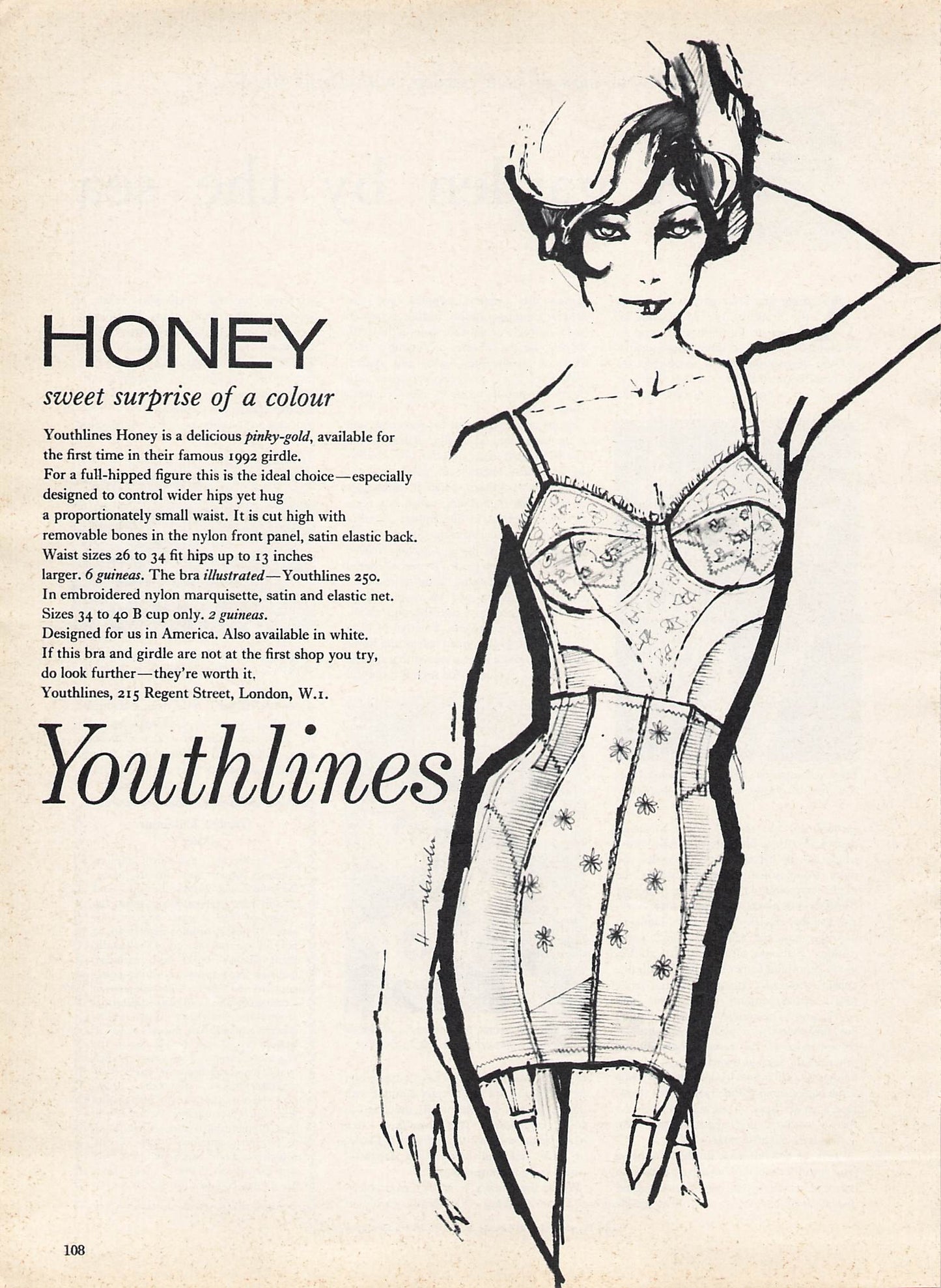 Original printed advert for Youthlines Honey 1961