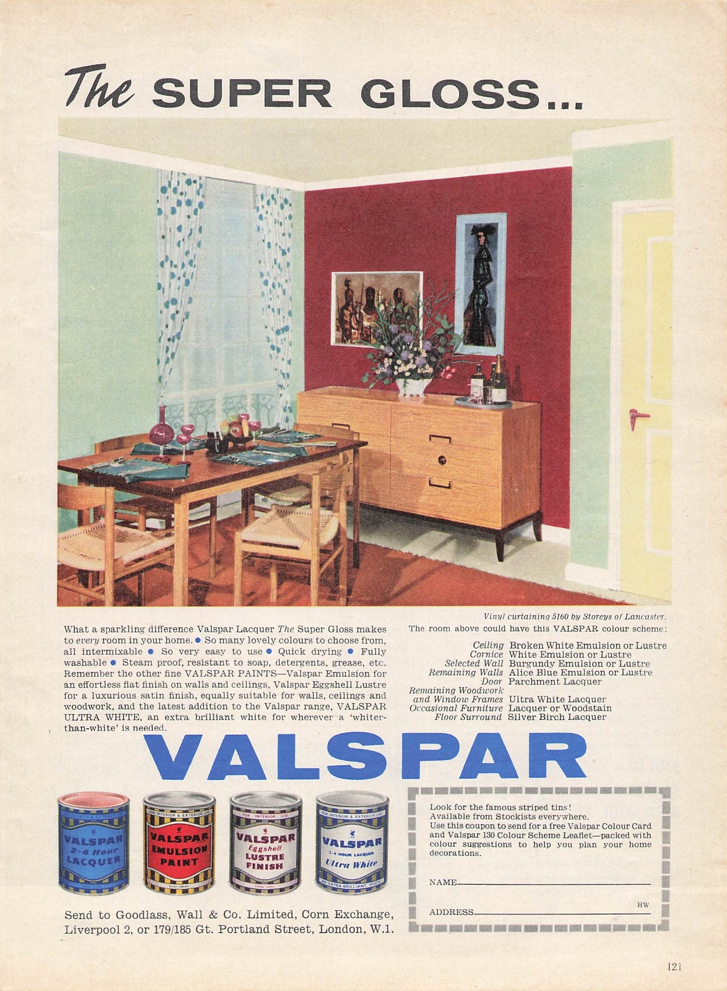 Original printed advert for Valspar Super Gloss Paints 1961