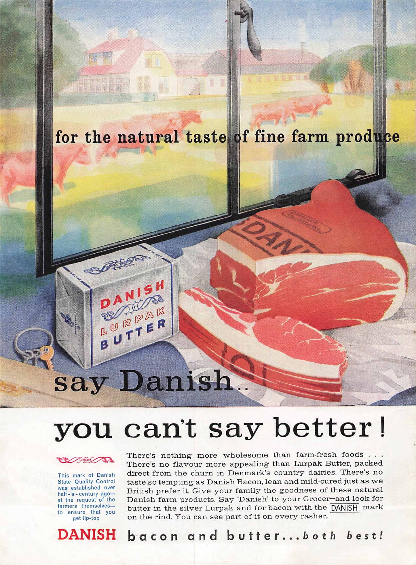 Original printed advert for Lurpak Butter & Bacon 1961