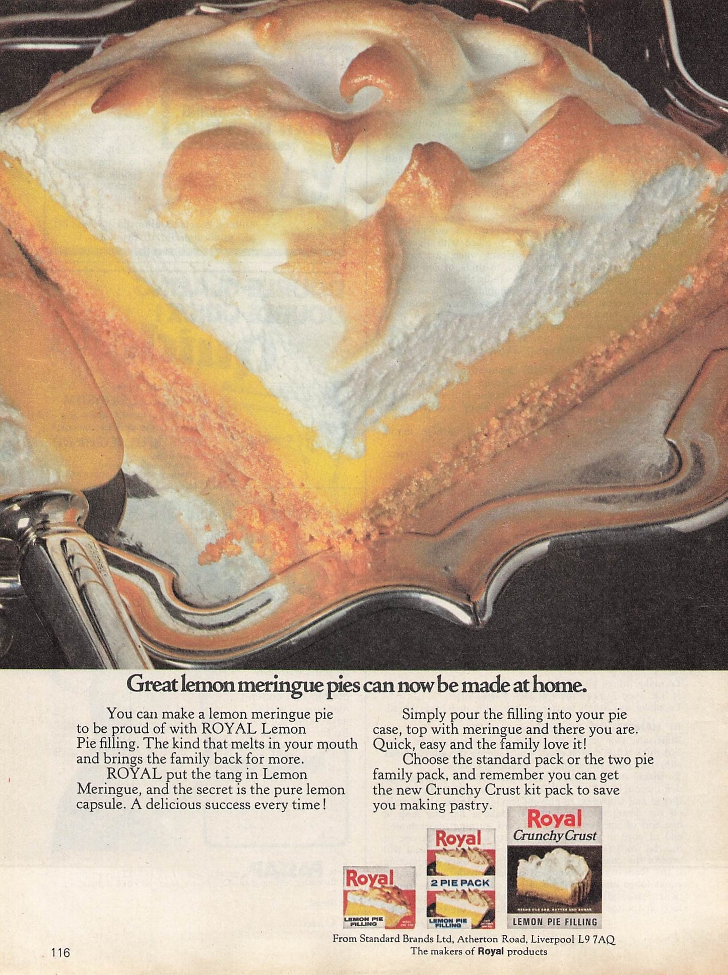 Original printed advert for Royal Lemon Meringue 1970