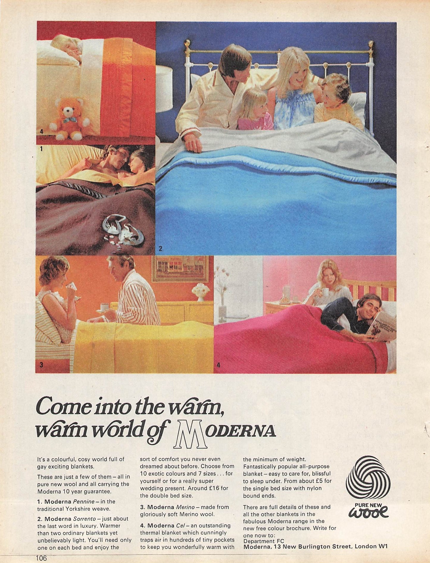 Original printed advert for Moderna Wool 1971