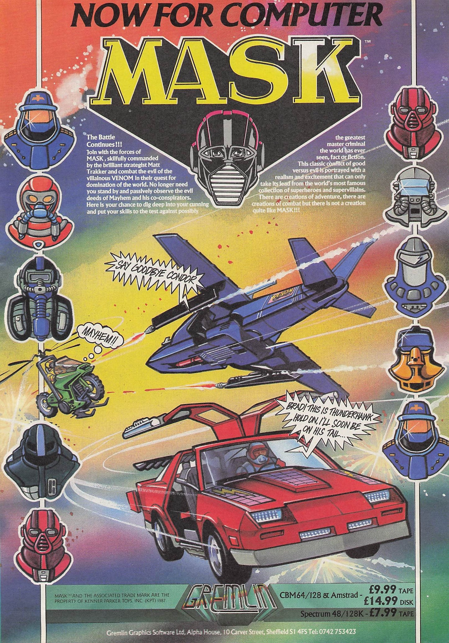 Original printed advert for Mask Video Game 1987