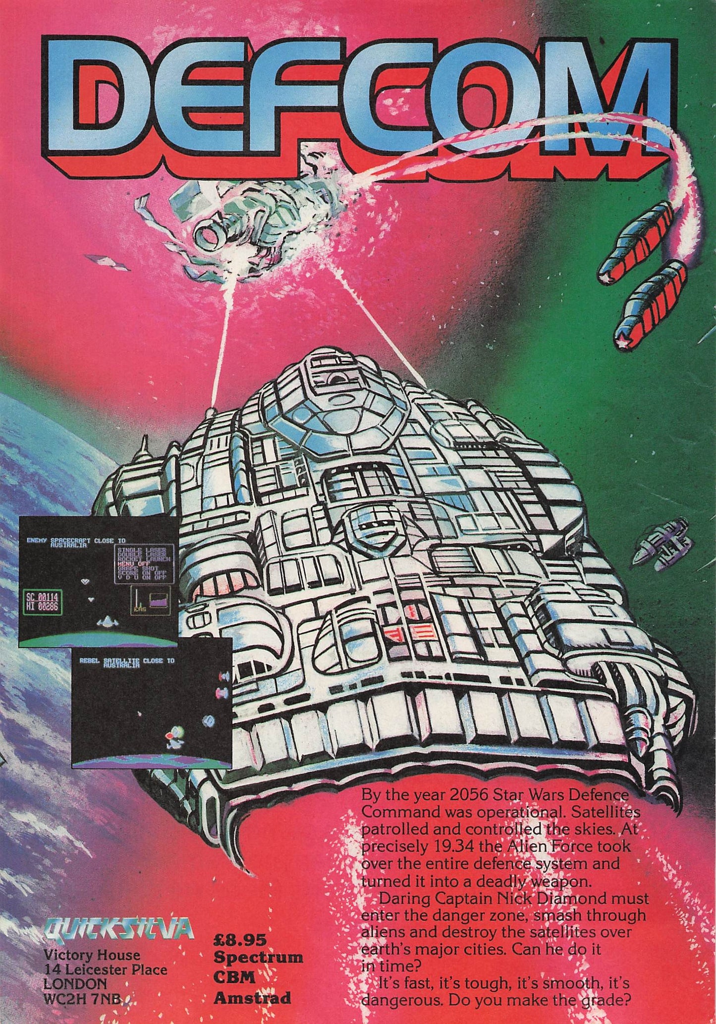 Original printed advert for Defcom video game 1986