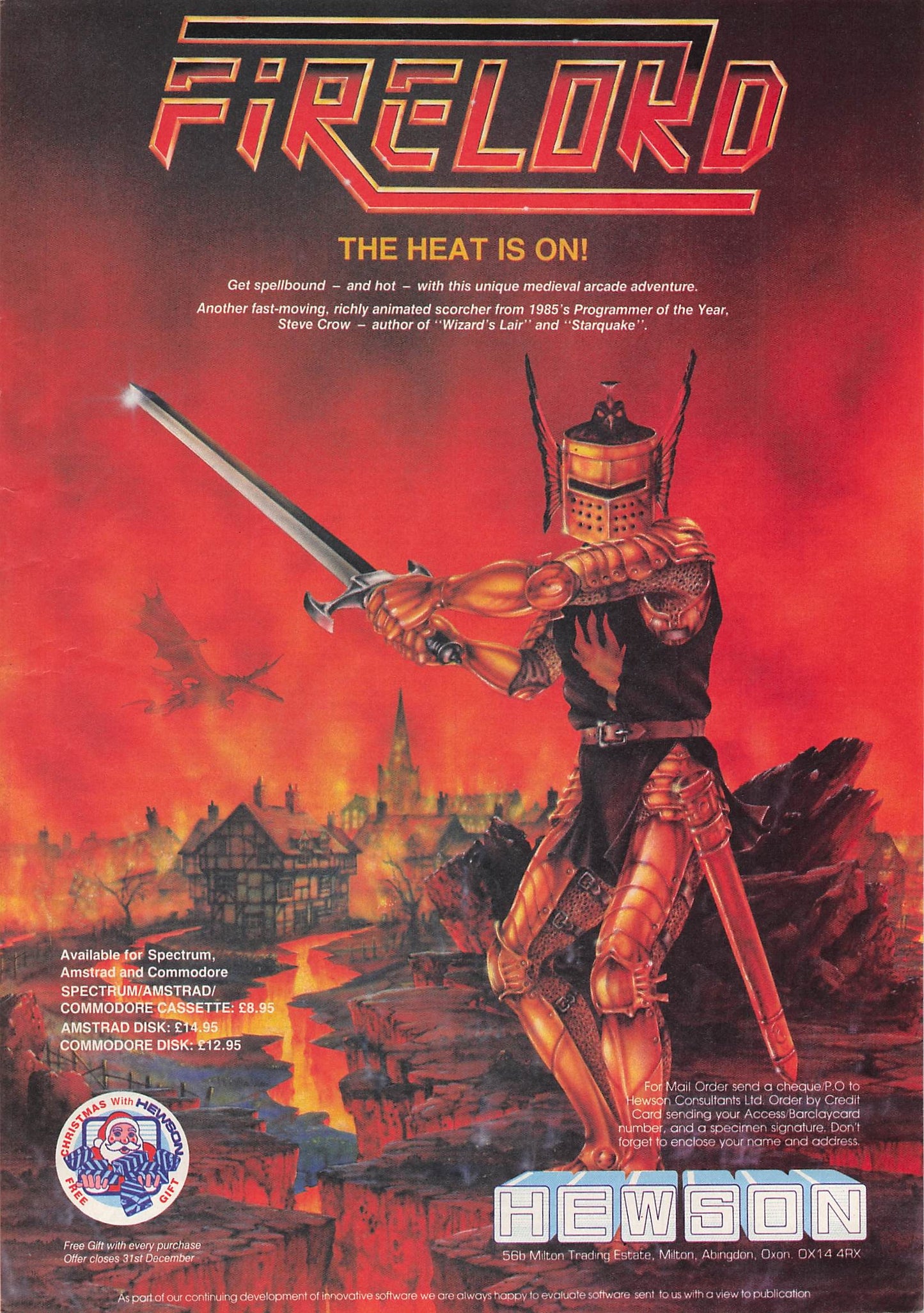 Original printed advert for Firelord Video Game 1986