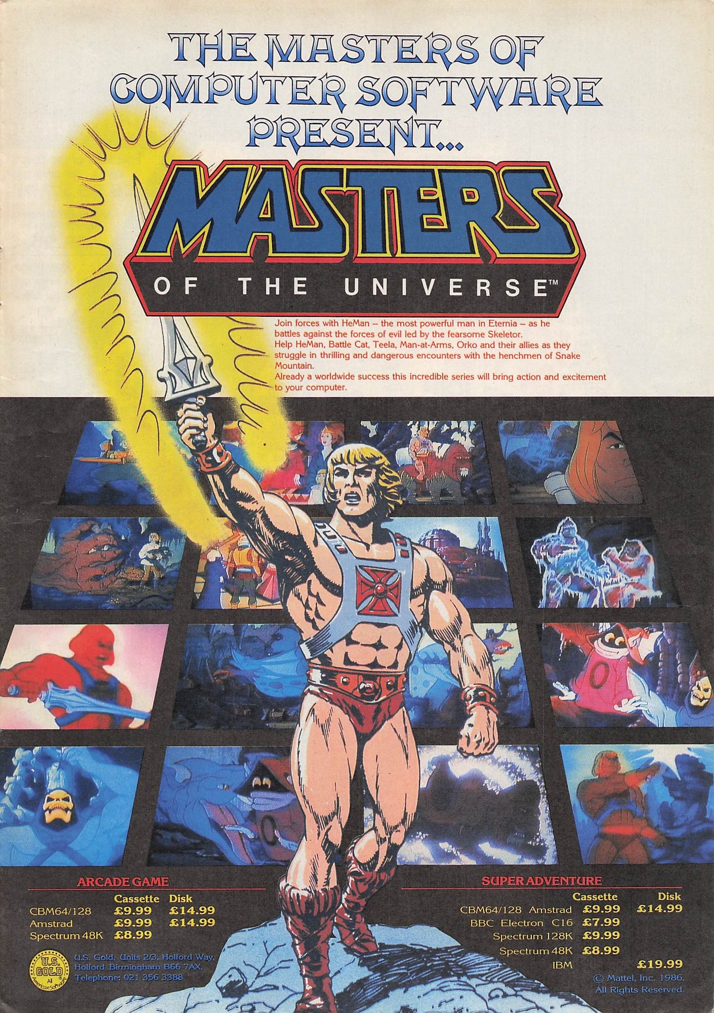Original printed advert for Masters of the Universe Game 1986