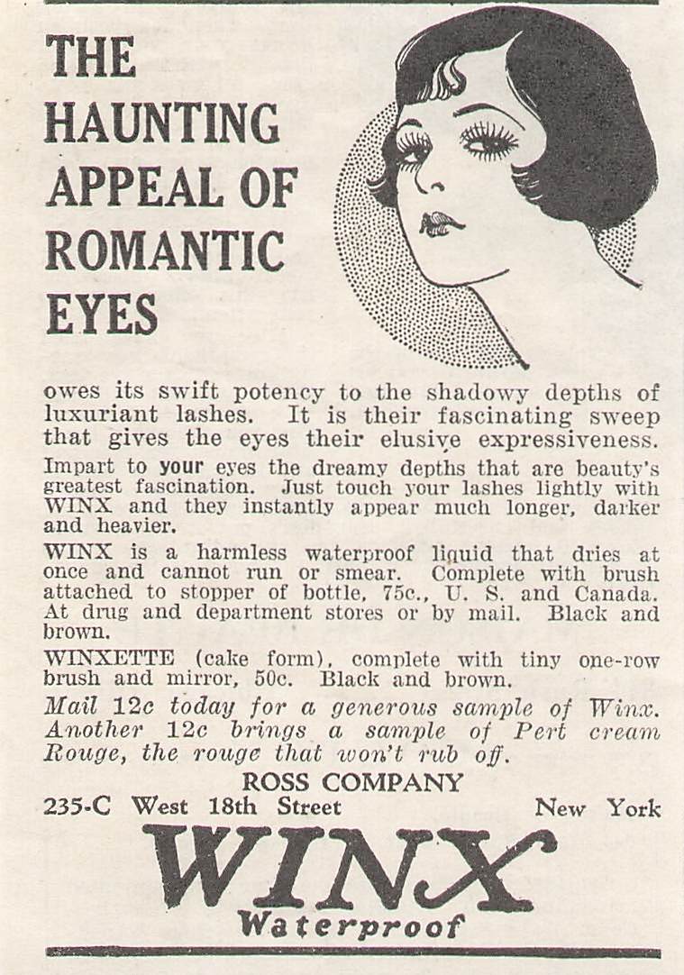 Original printed advert for Winx Waterproof Lashes 1926