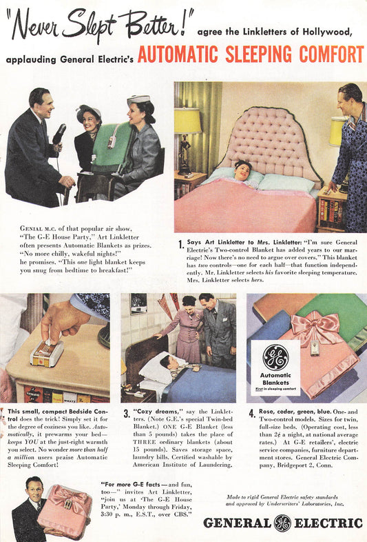 General Electric Automatic Sleeping Blanket 1948