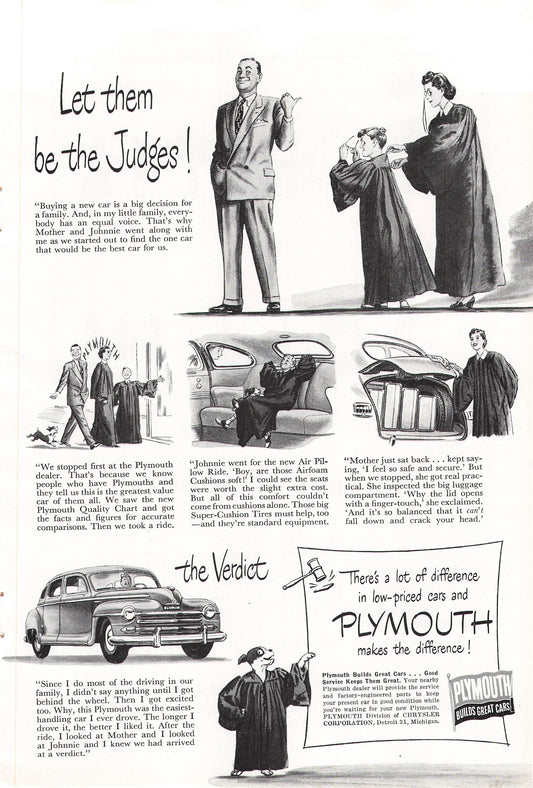 Plymouth Automobiles "Let them be the judges" 1948