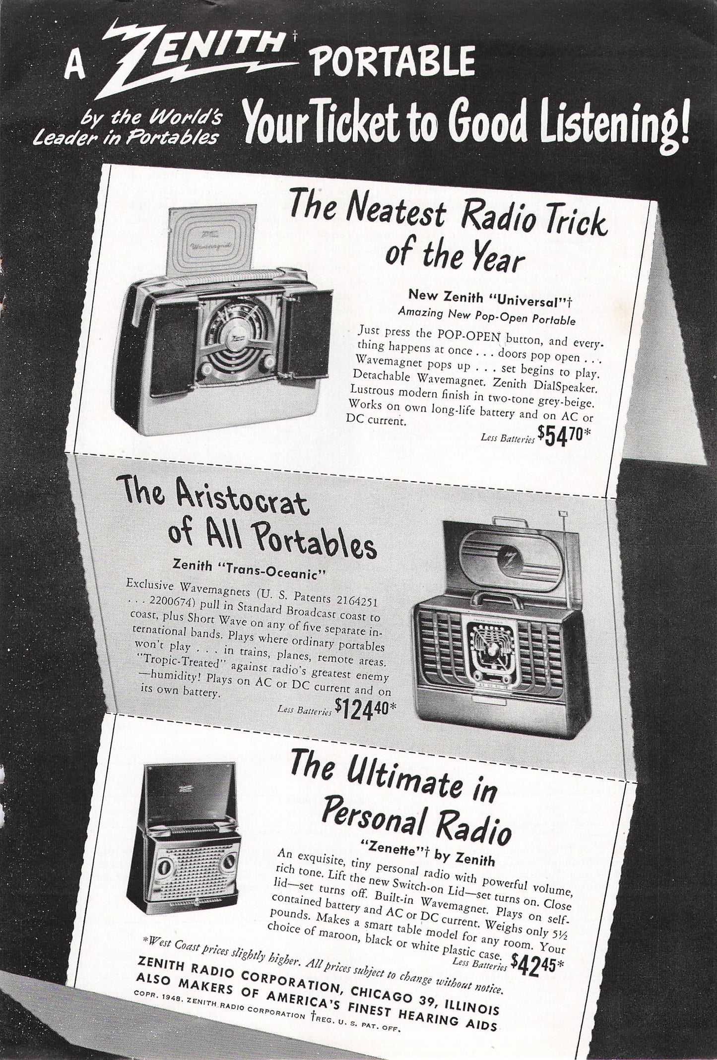 Zenith Portables 1948