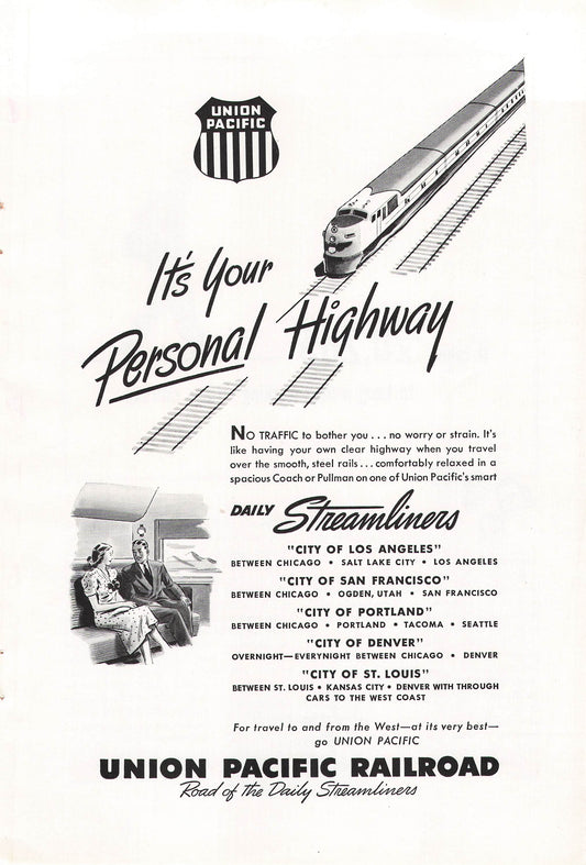 Union Pacific Railroad Daily Streamliners 1948