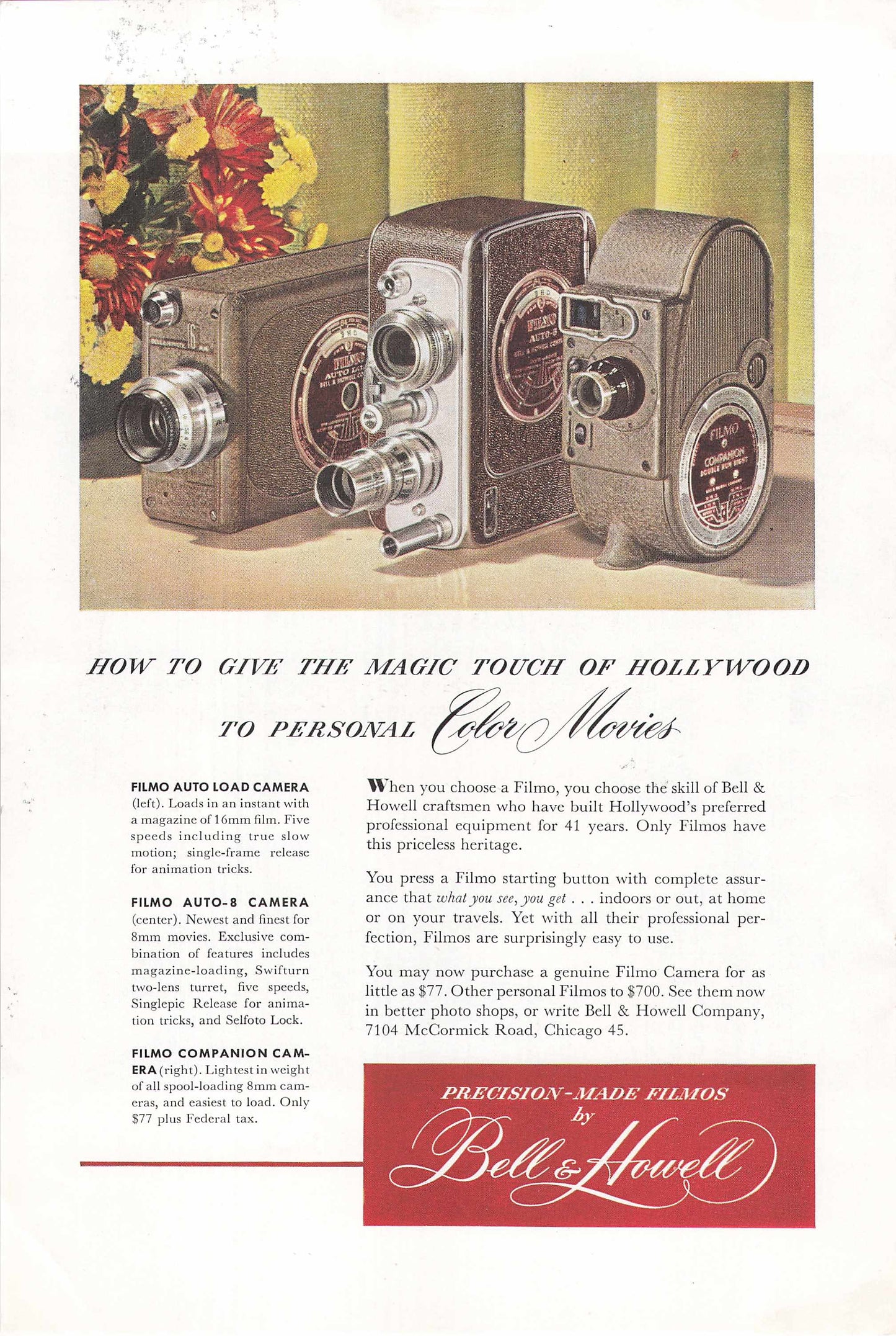 Bell & Howell Filmo Color Movie Cameras 1948