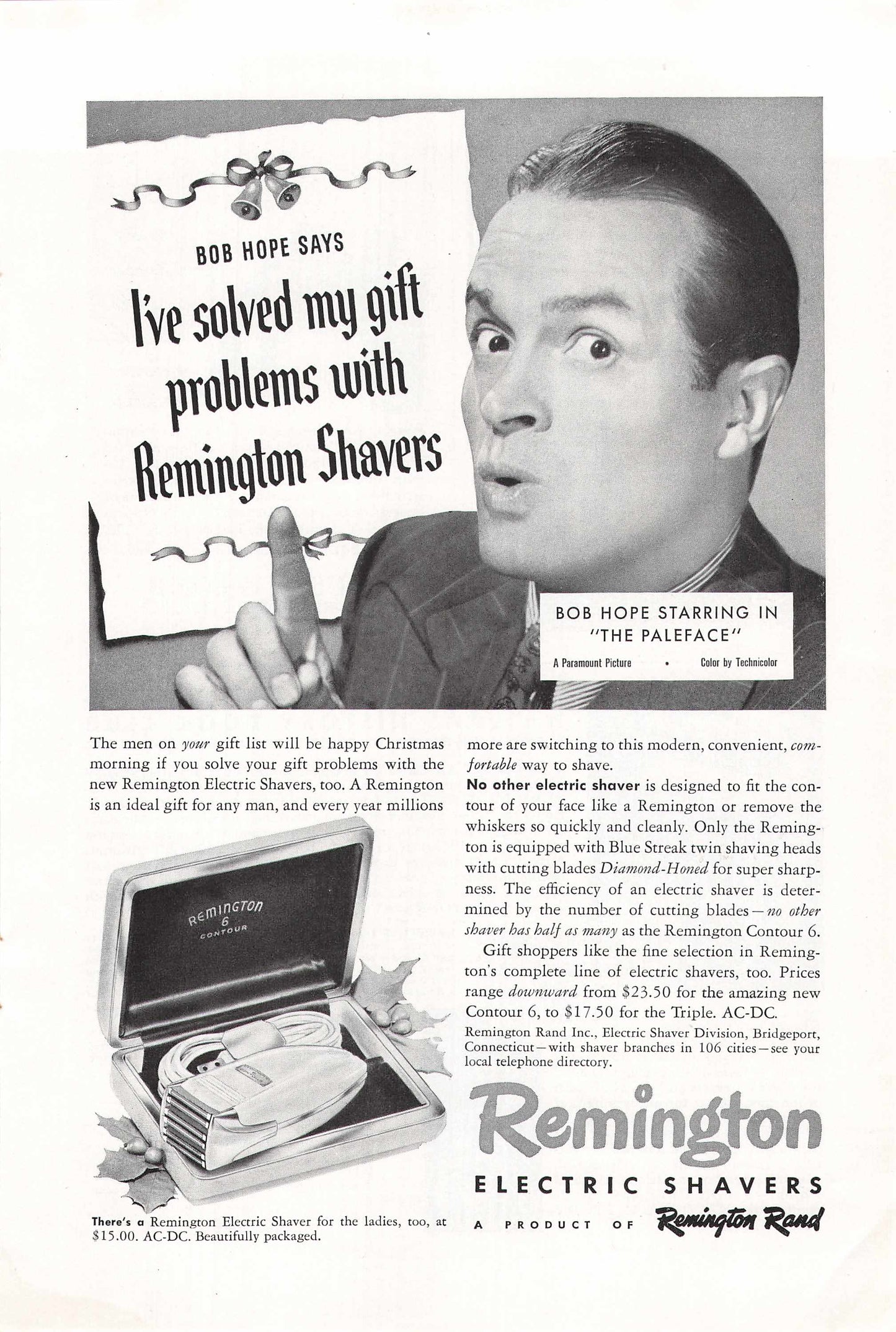 Remington Contour 6 Electric Shavers Bob Hope 1948