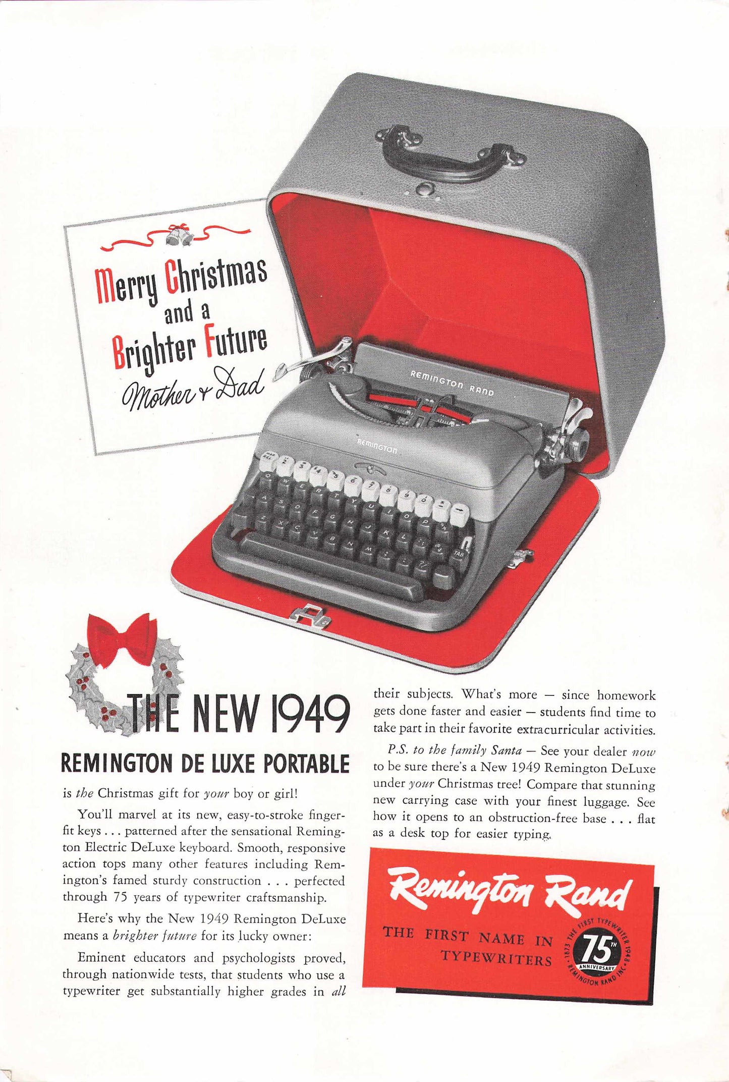 Remington Rand De Luxe Portable Christmas 1948