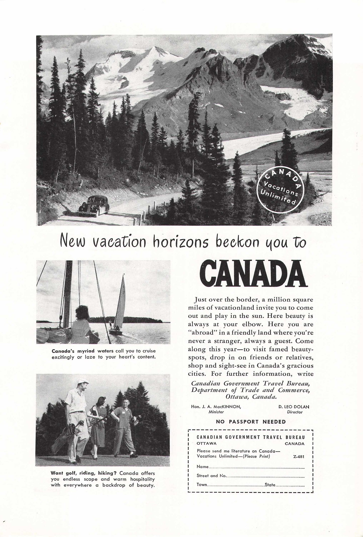 Canada "New Vacation Horizons" 1948