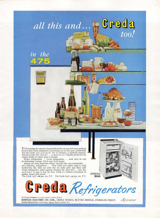 Creda Refrigerators Original Advert 1961