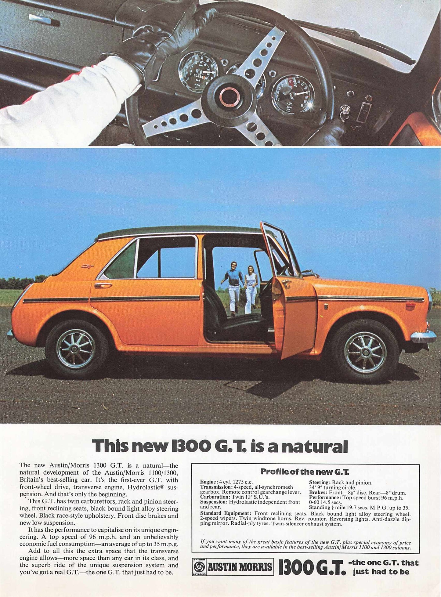 Austin Morris 1300 G.T. Original Advert 1970