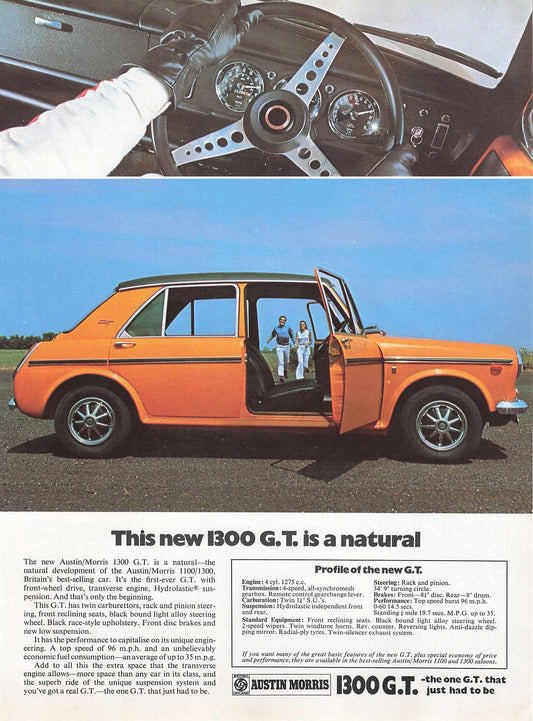 Austin Morris 1300 G.T. Original Advert 1970