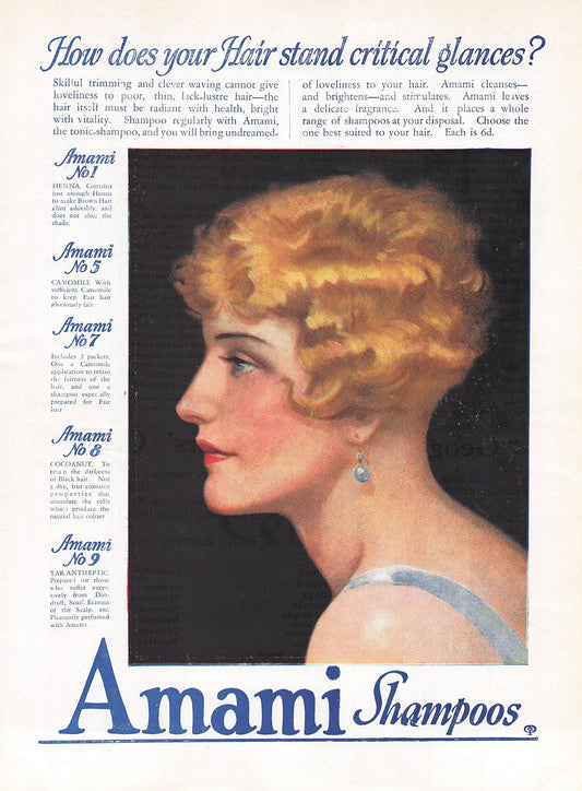 Original printed advert for Amami Shampoos from 1926