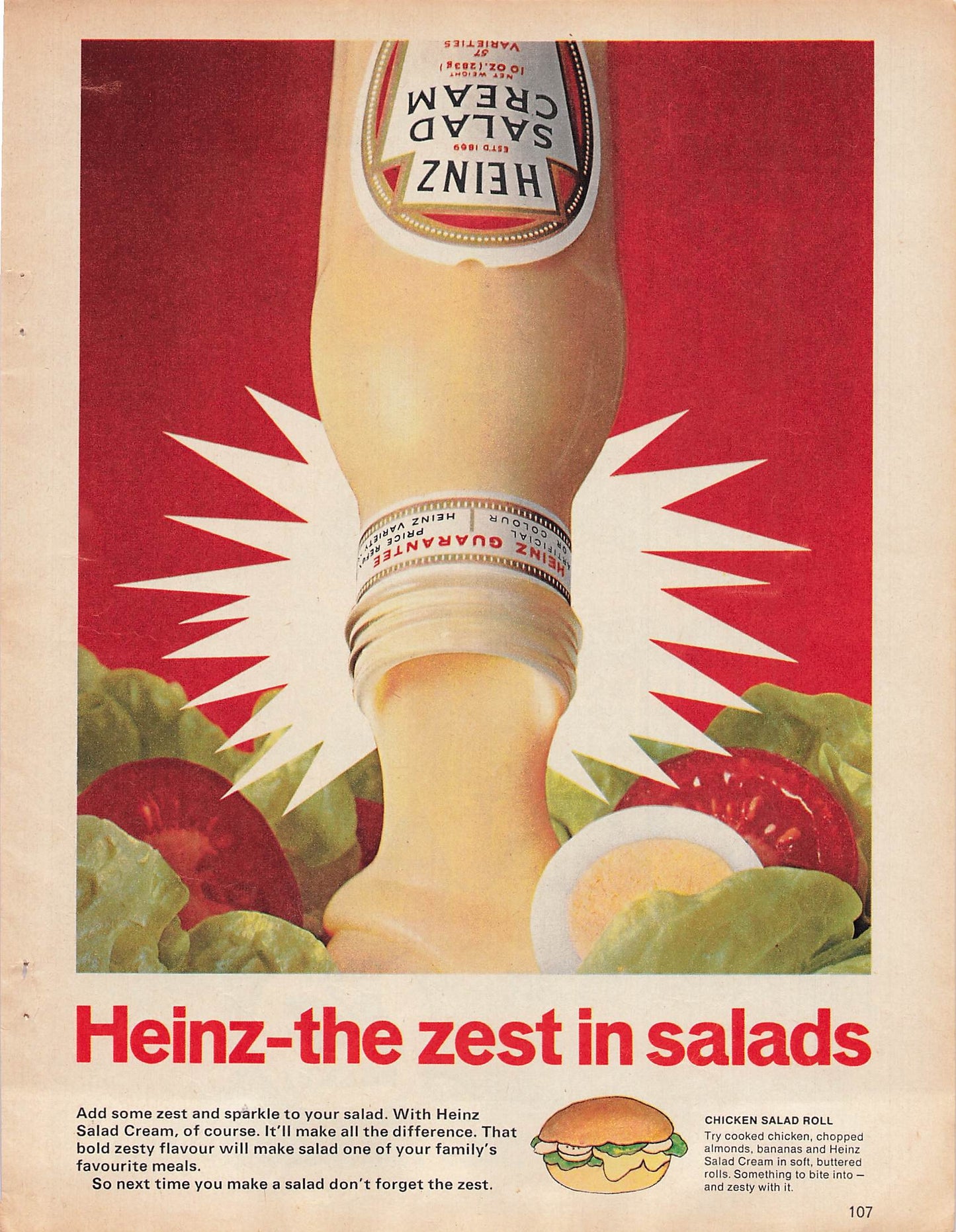Original printed advert for Heinz Salad Cream from 1969