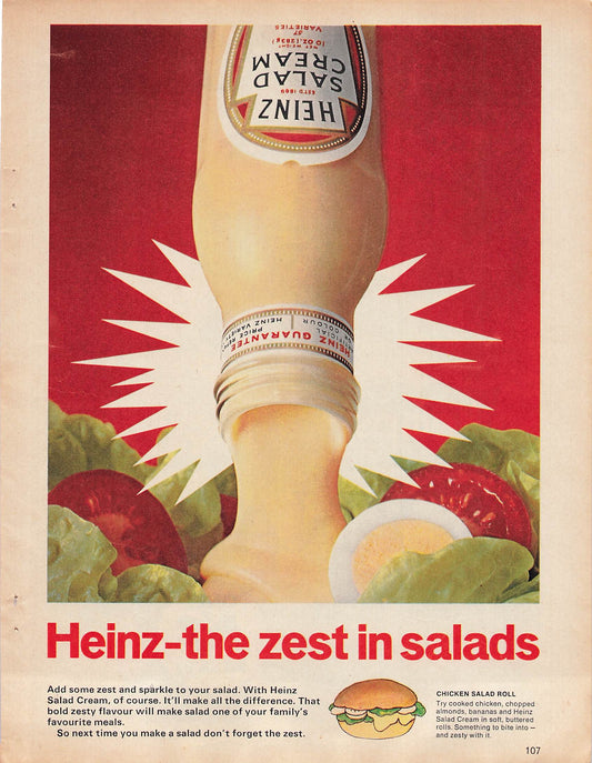 Original printed advert for Heinz Salad Cream from 1969